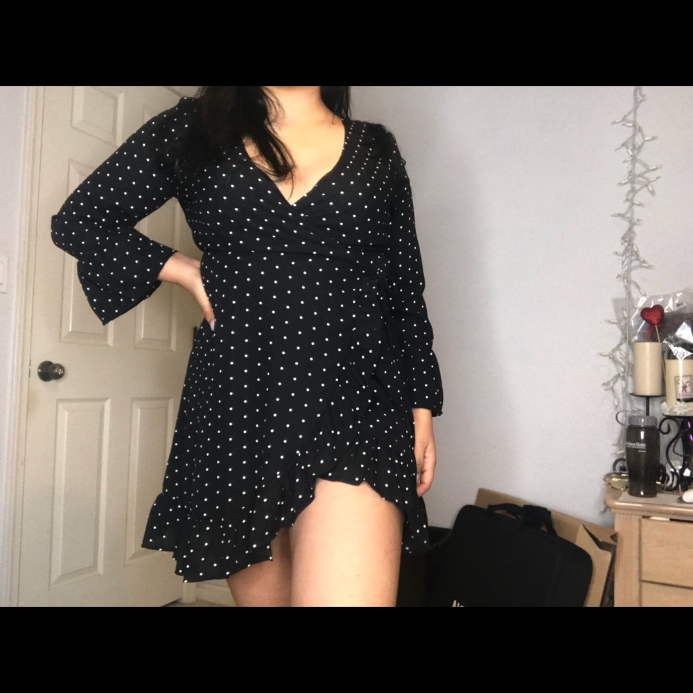 Polka dot tie across dress